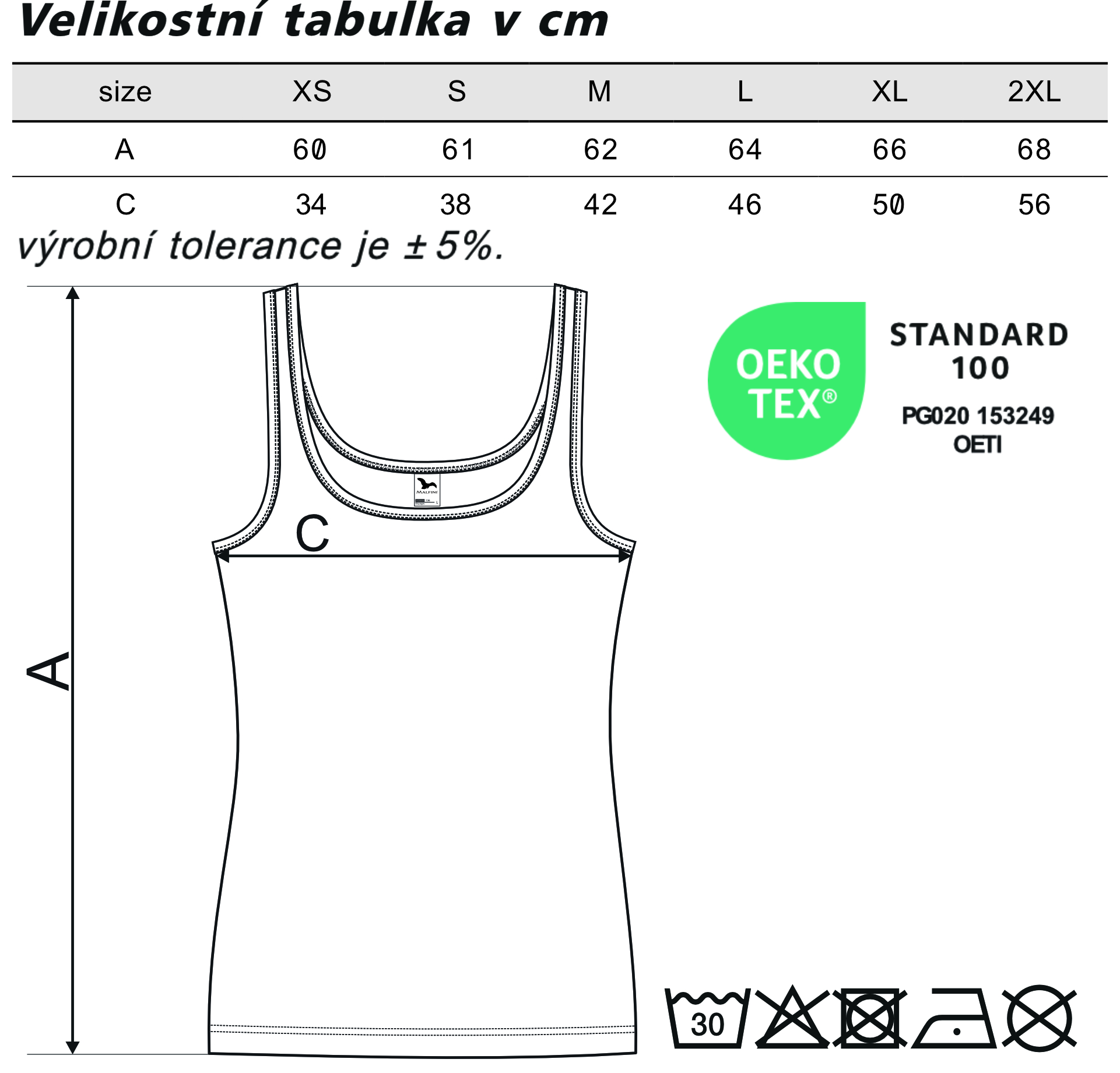 tílko velikostní tabulka